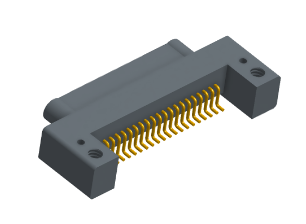 NK-1C2-021-128-0000 - Nano-miniature D-shaped horizontal surface board mount (SMT) connector with mounting holes, 21 contacts, and no hardware.