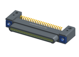 NK-1C2-025-128-TH00 - Nano-miniature D-shaped horizontal surface board mount (SMT) connector with mounting holes, 25 contacts, and threaded holes for attachment hardware.