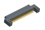 NK-1C2-037-128-TH00 - Nano-miniature D-shaped horizontal surface board mount (SMT) connector with mounting holes, 37 contacts, and threaded holes for attachment hardware.