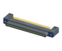 NK-1C4-037-125-TH00 - Nano-miniature D-shaped horizontal surface board mount (SMT) connector with mounting holes, 37 contacts, and threaded holes for attachment hardware.