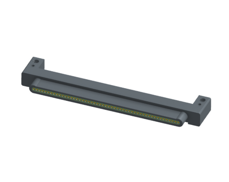 NK-1C2-051-125-0000 - Nano-miniature D-shaped horizontal surface board mount (SMT) connector with mounting holes, 51 contacts, and no hardware.