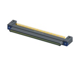 NK-1C2-051-128-TH00 - Nano-miniature D-shaped horizontal surface board mount (SMT) connector with mounting holes, 51 contacts, and threaded holes for attachment hardware.