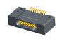 NK-1D4-009-228-0000 - Nano-miniature D-shaped horizontal surface board mount (SMT) connector with mounting holes, 9 contacts, and no hardware.