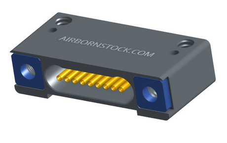 NK-1D2-009-225-TH00 - Nano-miniature D-shaped horizontal surface board mount (SMT) connector with mounting holes, 9 contacts, and threaded holes for attachment hardware.