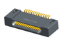 NK-1D4-015-228-0000 - Nano-miniature D-shaped horizontal surface board mount (SMT) connector with mounting holes, 15 contacts, and no hardware.