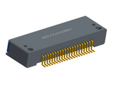 NK-1D2-021-228-TH00 - Nano-miniature D-shaped horizontal surface board mount (SMT) connector with mounting holes, 21 contacts, and threaded holes for attachment hardware.