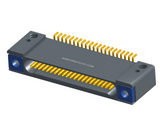 NK-1D2-021-228-TH00 - Nano-miniature D-shaped horizontal surface board mount (SMT) connector with mounting holes, 21 contacts, and threaded holes for attachment hardware.