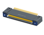 NK-1D4-025-225-TH00 - Nano-miniature D-shaped horizontal surface board mount (SMT) connector with mounting holes, 25 contacts, and threaded holes for attachment hardware.
