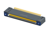 NK-1D2-031-228-TH00 - Nano-miniature D-shaped horizontal surface board mount (SMT) connector with mounting holes, 31 contacts, and threaded holes for attachment hardware.
