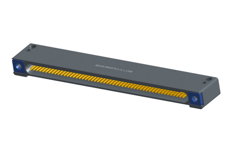 NK-1D2-051-225-TH00 - Nano-miniature D-shaped horizontal surface board mount (SMT) connector with mounting holes, 51 contacts, and threaded holes for attachment hardware.