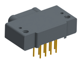 NK-1E2-009-335-0000 - Nano-miniature D-shaped, right angle, plated-through-hole (PTH) board mount connector, 1 row of 9 contacts, and no attachment hardware. (Plug)