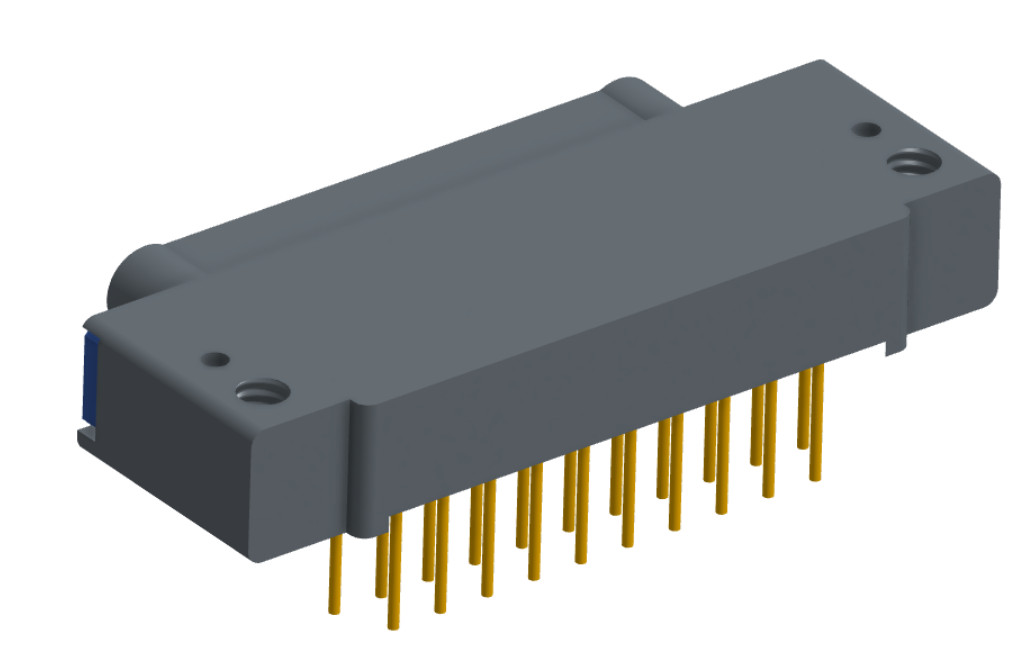 NK-1E2-021-325-TH00 - Nano-miniature D-shaped, right angle, plated-through-hole (PTH) board mount connector, 1 row of 21 contacts, and threaded holes for attachment hardware.(Plug)
