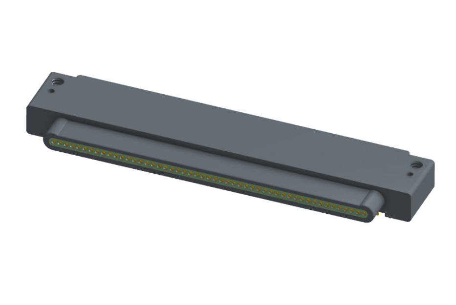 NK-1E2-051-325-0000 - Nano-miniature D-shaped, right angle, plated-through-hole (PTH) board mount connector, 1 row of 51 contacts, and no attachment hardware. (Plug)