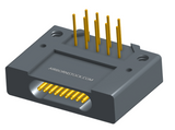NK-1F2-009-435-0000 - Nano-miniature D-shaped right angle plated through hole (PTH) board mount connector with mounting holes, 1 row of 9 contacts, and no hardware. (Receptacle)
