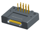 NK-1F4-009-435-0000 - Nano-miniature D-shaped right angle plated through hole (PTH) board mount connector with mounting holes, 1 row of 9 contacts, and no hardware. (Receptacle)
