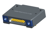 NK-1F2-009-445-TH00 - Nano-miniature D-shaped right angle plated through hole (PTH) board mount connector with mounting holes, 1 row of 9 contacts, and threaded holes for attachment hardware. (Receptacle)