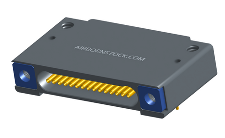 NK-1F2-015-435-TH00 - Nano-miniature D-shaped right angle plated through hole (PTH) board mount connector with mounting holes, 1 row of 15 contacts, and threaded holes for attachment hardware. (Receptacle)