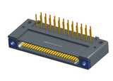 NK-1F2-025-435-TH00 - Nano-miniature D-shaped right angle plated through hole (PTH) board mount connector with mounting holes, 1 row of 25 contacts, and threaded holes for attachment hardware. (Receptacle)