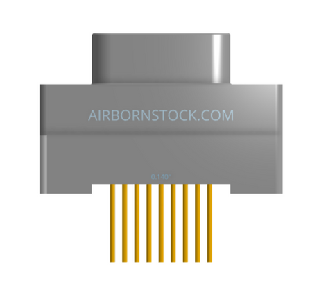 NK-1G2-009-135-0000 - Nano-miniature D-shaped vertical plated through hole (PTH) board mount connector, 1 row of 9 contacts, and no hardware. (Plug)