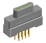 NK-1G2-009-135-0000 - Nano-miniature D-shaped vertical plated through hole (PTH) board mount connector, 1 row of 9 contacts, and no hardware. (Plug)