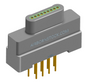 NK-1G4-009-135-0000 - Nano-miniature D-shaped vertical plated through hole (PTH) board mount connector, 1 row of 9 contacts, and no hardware. (Plug)