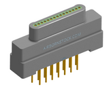 NK-1G2-015-148-0000 - Nano-miniature D-shaped vertical plated through hole (PTH) board mount connector, 1 row of 15 contacts, and no hardware. (Plug)