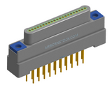 NK-1G2-021-135-TH00 - Nano-miniature D-shaped vertical plated through hole (PTH) board mount connector, 1 row of 21 contacts, and threaded holes for attachment hardware.(Plug)