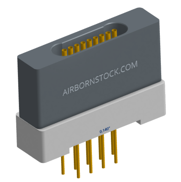 NK-1H2-009-235-0000 - Nano-miniature D-shaped vertical plated through hole (PTH) board mount connector with mounting holes, 1 row of 9 contacts, and no hardware. (Receptacle)