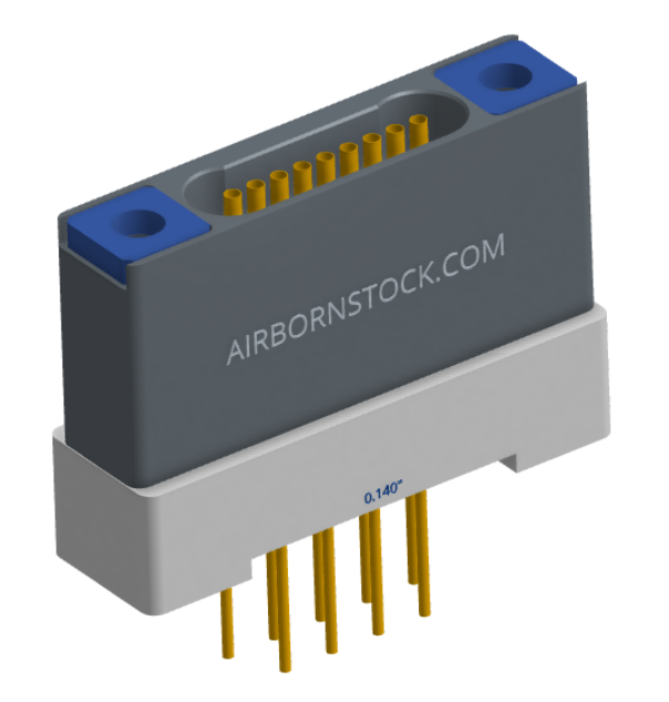 NK-1H2-009-235-TH00 - Nano-miniature D-shaped vertical plated through hole (PTH) board mount connector with mounting holes, 1 row of 9 contacts, and threaded holes for attachment hardware. (Receptacle)