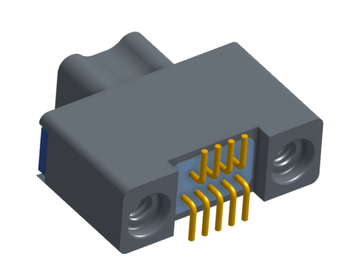 NK-2A2-009-125-TH00 - Nano-miniature D-shaped vertical surface board mount (SMT) connector with a(n) electroless nickel shell, 2 rows of 9 contacts, and threaded holes for attachment hardware. (Plug)