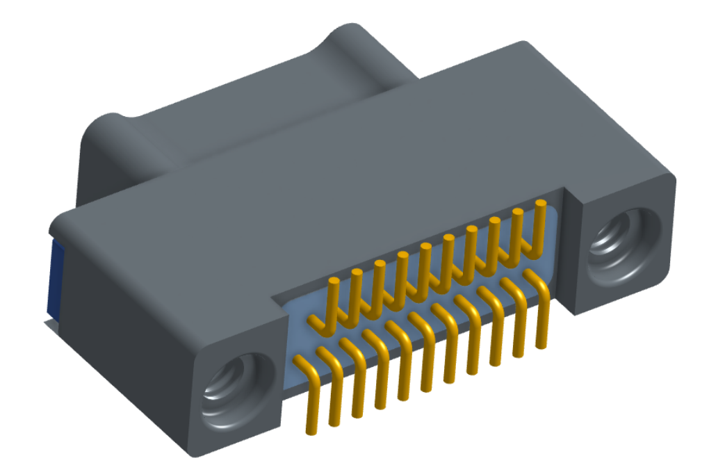 NK-2A2-021-125-TH00 - Nano-miniature D-shaped vertical surface board mount (SMT) connector with a(n) electroless nickel shell, 2 rows of 21 contacts, and threaded holes for attachment hardware. (Plug)