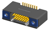 NK-2B2-015-228-TH00-010 - Nano-miniature D-shaped vertical surface board mount (SMT) connector with mounting holes, 2 rows with 15 contacts, and threaded holes for attachment hardware. (Receptacle)