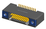 NK-2B2-021-225-TH00 - Nano-miniature D-shaped vertical surface board mount (SMT) connector with mounting holes, 2 rows with 21 contacts, and threaded holes for attachment hardware. (Receptacle)