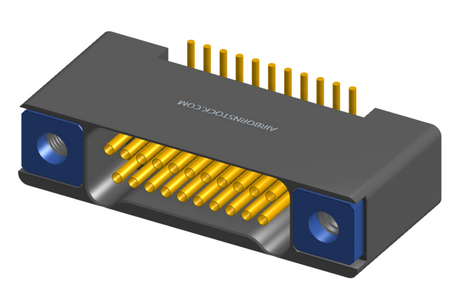 NK-2B2-021-225-TH00 - Nano-miniature D-shaped vertical surface board mount (SMT) connector with mounting holes, 2 rows with 21 contacts, and threaded holes for attachment hardware. (Receptacle)