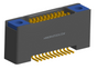 NK-2B4-021-225-TH00 - Nano-miniature D-shaped vertical surface board mount (SMT) connector with mounting holes, 2 rows with 21 contacts, and threaded holes for attachment hardware. (Receptacle)