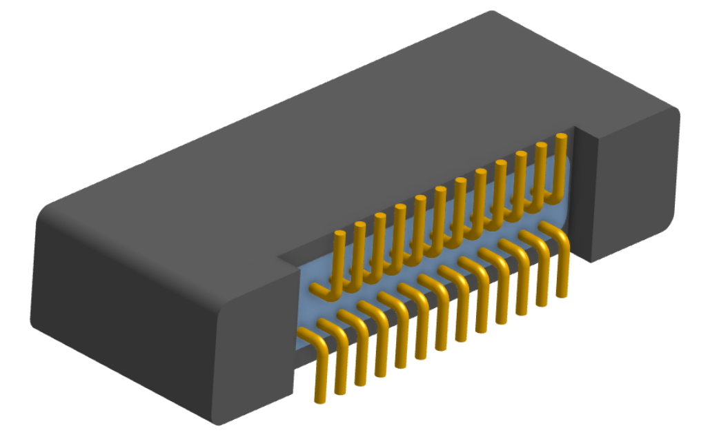 NK-2B2-025-225-0000-010 - Nano-miniature D-shaped vertical surface board mount (SMT) connector with mounting holes, 2 rows with 25 contacts, and no hardware. (Receptacle)