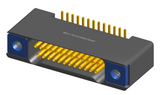 NK-2B2-025-228-TH00 - Nano-miniature D-shaped vertical surface board mount (SMT) connector with mounting holes, 2 rows with 25 contacts, and threaded holes for attachment hardware. (Receptacle)