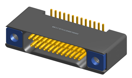 NK-2B2-025-225-TH00 - Nano-miniature D-shaped vertical surface board mount (SMT) connector with mounting holes, 2 rows with 25 contacts, and threaded holes for attachment hardware. (Receptacle)