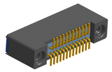 NK-2B2-025-228-TH00 - Nano-miniature D-shaped vertical surface board mount (SMT) connector with mounting holes, 2 rows with 25 contacts, and threaded holes for attachment hardware. (Receptacle)