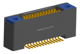 NK-2B2-025-228-TH00 - Nano-miniature D-shaped vertical surface board mount (SMT) connector with mounting holes, 2 rows with 25 contacts, and threaded holes for attachment hardware. (Receptacle)