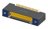 NK-2B2-031-228-TH00 - Nano-miniature D-shaped vertical surface board mount (SMT) connector with mounting holes, 2 rows with 31 contacts, and threaded holes for attachment hardware. (Receptacle)