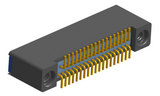 NK-2B2-037-225-TH00 - Nano-miniature D-shaped vertical surface board mount (SMT) connector with mounting holes, 2 rows with 37 contacts, and threaded holes for attachment hardware. (Receptacle)