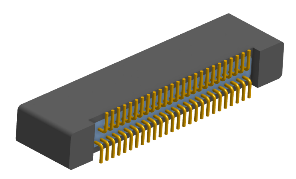 NK-2B2-051-225-0000 - Nano-miniature D-shaped vertical surface board mount (SMT) connector with mounting holes, 2 rows with 51 contacts, and no hardware. (Receptacle)