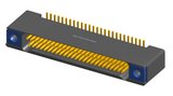 NK-2B2-051-225-TH00 - Nano-miniature D-shaped vertical surface board mount (SMT) connector with mounting holes, 2 rows with 51 contacts, and threaded holes for attachment hardware. (Receptacle)
