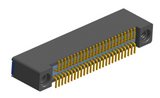 NK-2B2-051-225-TH00 - Nano-miniature D-shaped vertical surface board mount (SMT) connector with mounting holes, 2 rows with 51 contacts, and threaded holes for attachment hardware. (Receptacle)