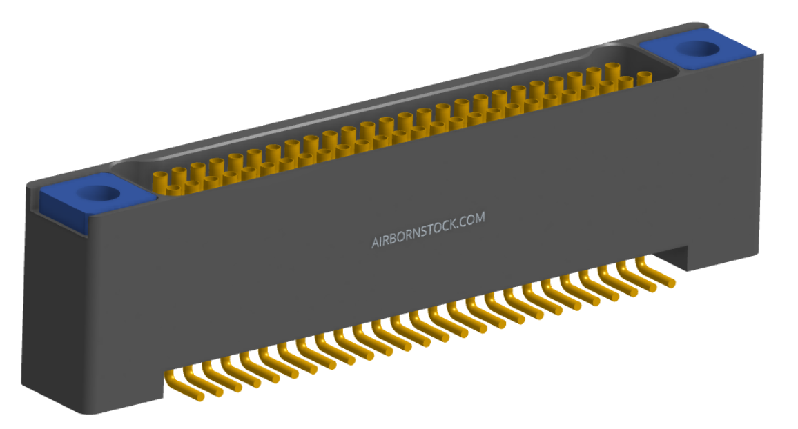 NK-2B2-051-225-TH00 - Nano-miniature D-shaped vertical surface board mount (SMT) connector with mounting holes, 2 rows with 51 contacts, and threaded holes for attachment hardware. (Receptacle)