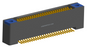 NK-2B4-051-225-TH00 - Nano-miniature D-shaped vertical surface board mount (SMT) connector with mounting holes, 2 rows with 51 contacts, and threaded holes for attachment hardware. (Receptacle)