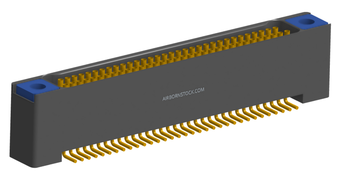 NK-2B2-065-225-TH00 - Nano-miniature D-shaped vertical surface board mount (SMT) connector with mounting holes, 2 rows with 65 contacts, and threaded holes for attachment hardware. (Receptacle)