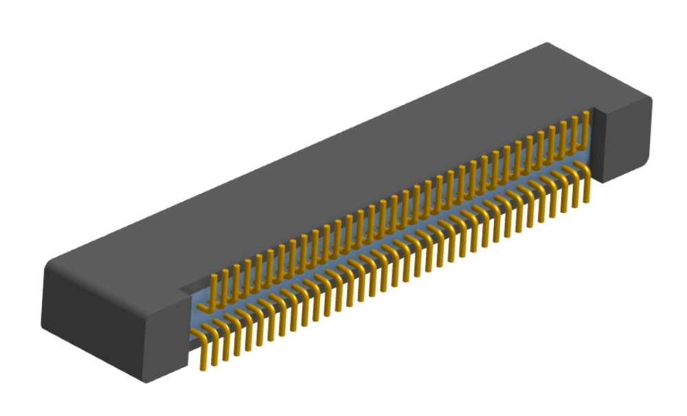 NK-2B2-069-228-0000 - Nano-miniature D-shaped vertical surface board mount (SMT) connector with mounting holes, 2 rows with 69 contacts, and no hardware. (Receptacle)