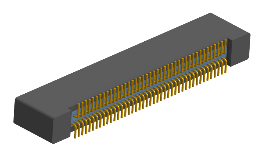 NK-2B2-085-228-0000 - Nano-miniature D-shaped vertical surface board mount (SMT) connector with mounting holes, 2 rows with 85 contacts, and no hardware. (Receptacle)
